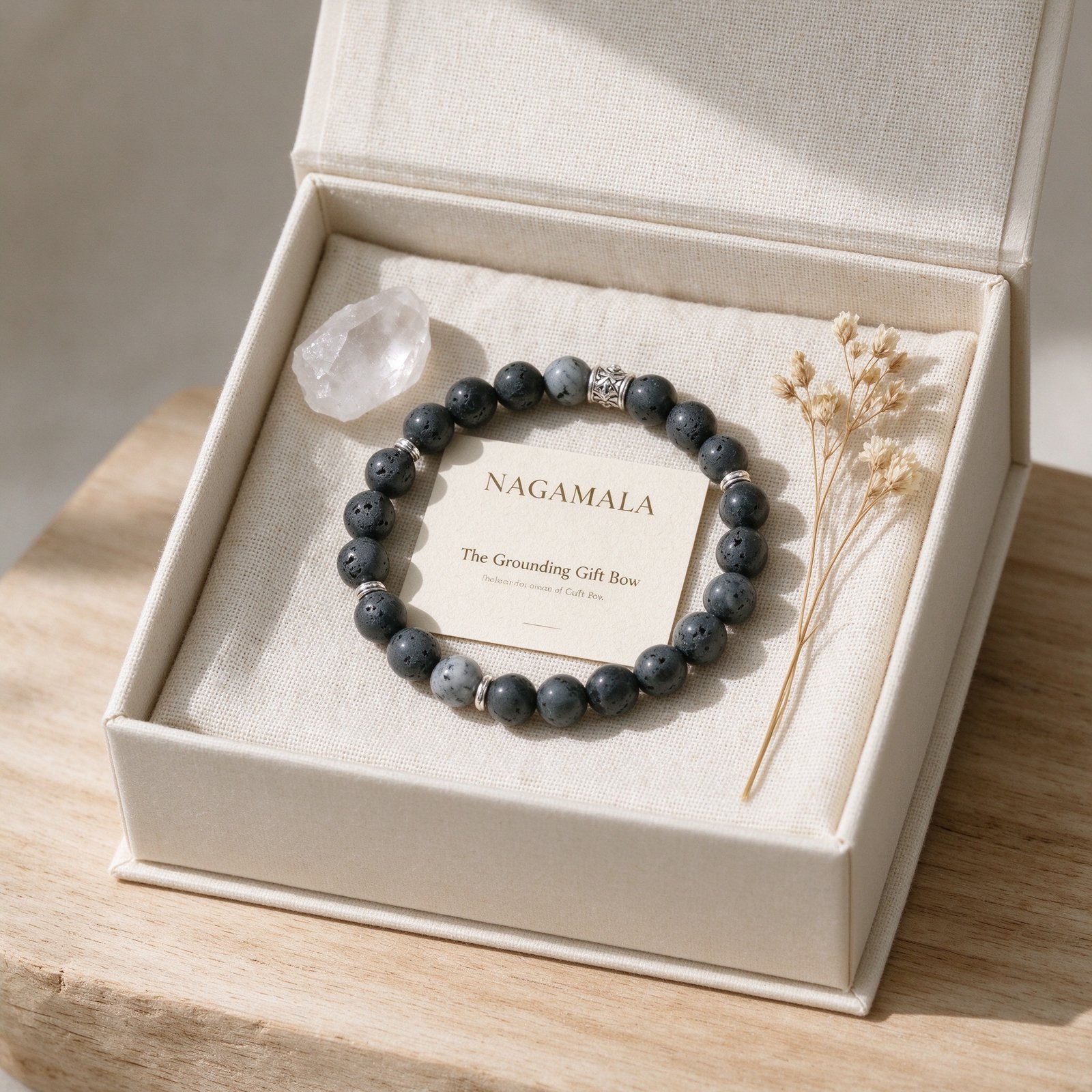 The Grounding Gift Box — lava bracelet, crystal and guide card